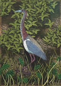 JOHN COSTIN ETCHING "TRI-COLORED HERON"