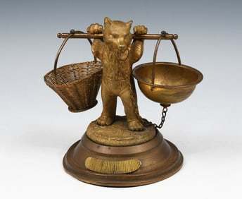 GILT BRONZE WOLF FIGURAL METAL MATCH STRIKE