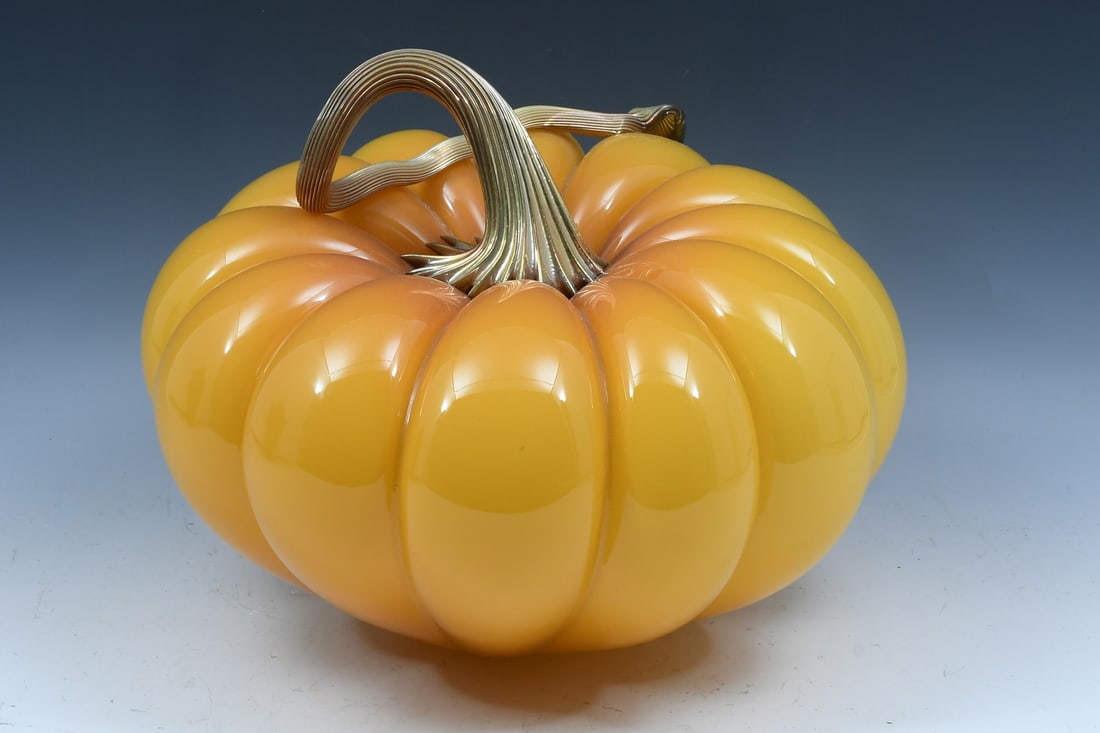 COHN-STONE STUDIOS LARGE ART GLASS PUMPKIN (1 of 6)