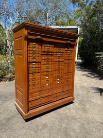 RARE HUGE OAK TAMBOUR 80 DRAWER FILING CABINET