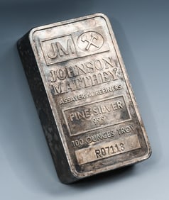100 TROY OUNCE JOHNSON MATTHEY FINE SILVER BAR