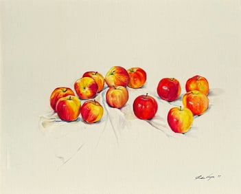PEDRO VARGAS REALISTIC PAINTING OF APPLES