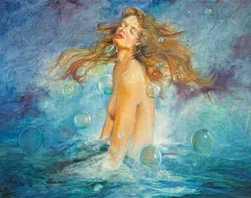 PEDRO VARGAS FANTASY PAINTING OF YOUNG FEMALE NUDE