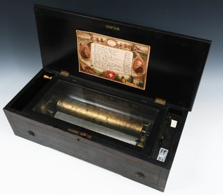 12 SONG SWISS CYLINDER MUSIC BOX