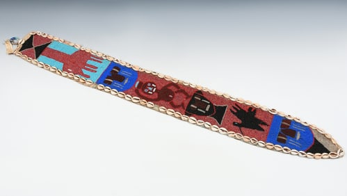 NATIVE AMERICAN ZUNI FIGURAL BEADED SASH