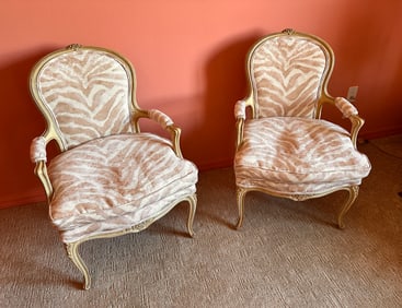 PR. CARVED 20TH-CENTURY FRENCH ARMCHAIRS