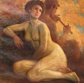 PIETRO ISELLA "PAN & NYMPH" PAINTING