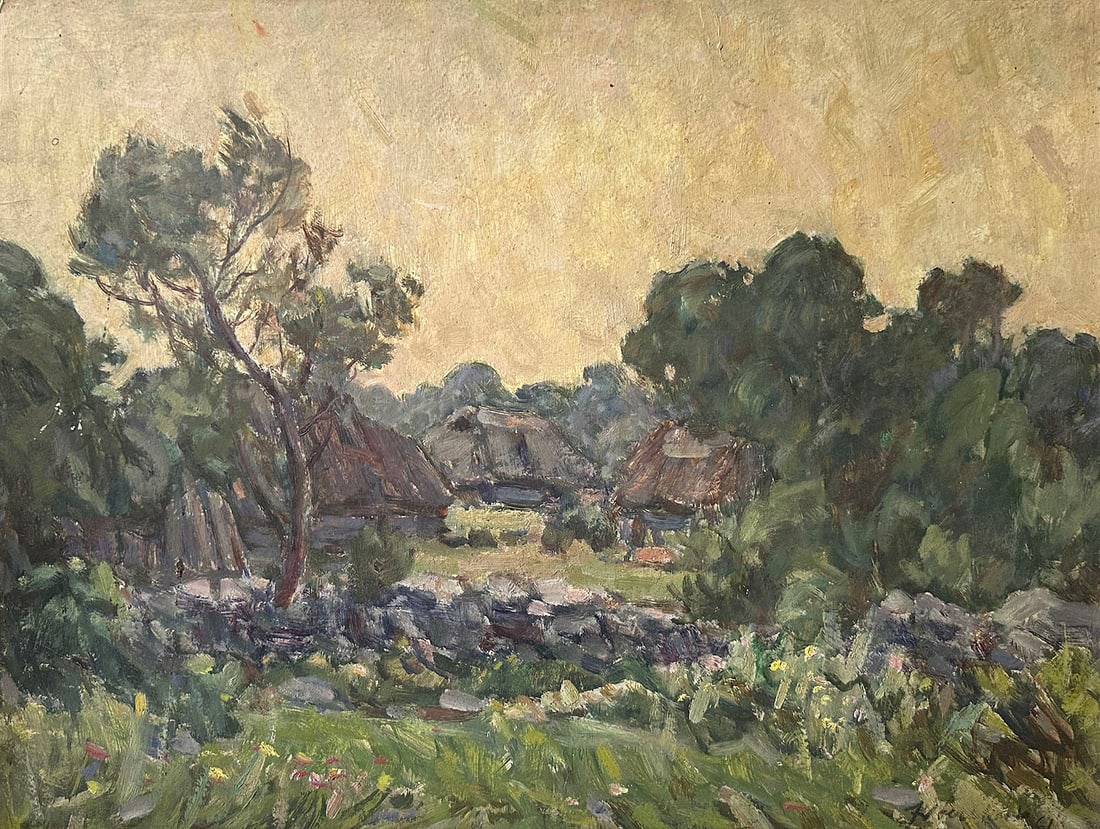 GOOD ILLEGIBLY SIGNED LANDSCAPE PAINTING (1 of 3)