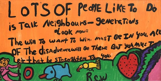 RUBY WILLIAMS FOLK ART PAINTING “LOTS OF PEOPLE”