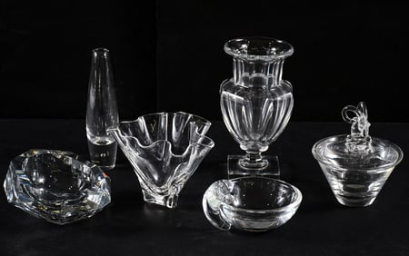 6 PC. STEUBEN AND BACCARAT GLASS