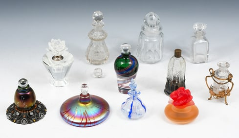 11 PC. ART GLASS PERFUME BOTTLE COLLECTION