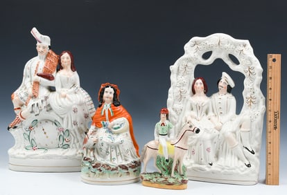 4 PC. STAFFORDSHIRE PORCELAIN FIGURES