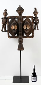 CARVED AFRICAN EKET MASK PANEL ON STAND