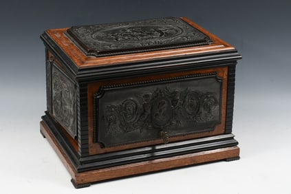 ENGLISH TANTALUS LIQUOR CABINET W/ GLASSWARE