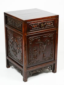 EARLY 20TH-C. CARVED CYPRESS CHINESE CABINET