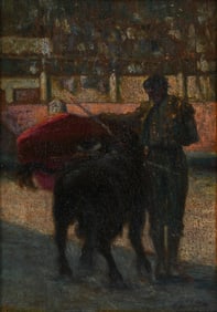 ILLEGIBLY SIGNED SPANISH BULLFIGHT PAINTING