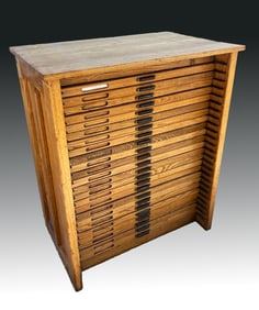 24 DRAWER OAK PRINTER'S CABINET WITH TYPE
