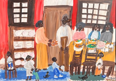 AFRICAN-AMERICAN ALYNE HARRIS FOLK ART PAINTING