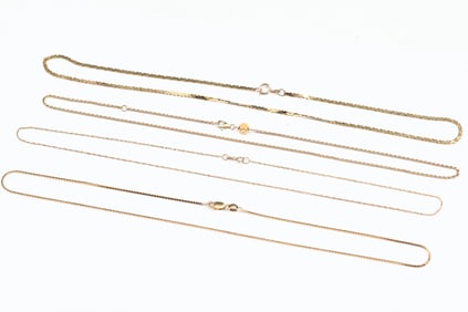 4PC. 14K CHAINS IN VARIOUS LENGTHS & LINKS