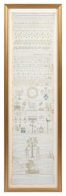 1875 FOLK ART ADAM & EVE SAMPLER