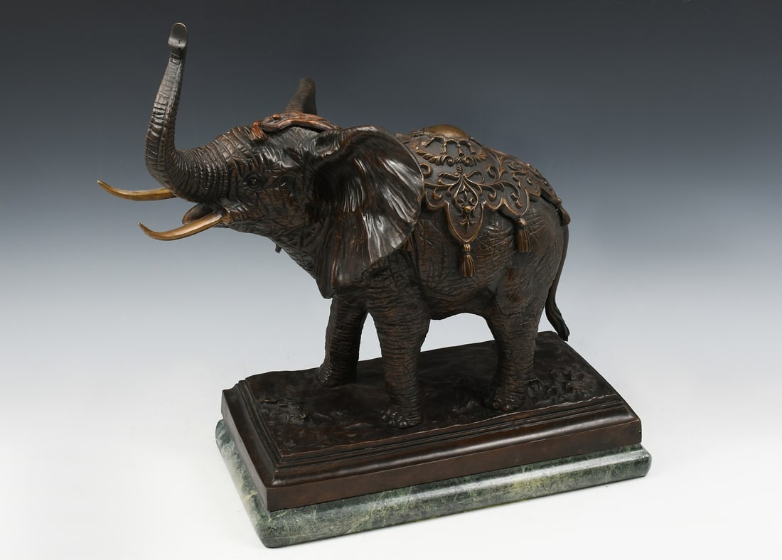 BRONZE ELEPHANT STATUE AFTER BARYE (1 of 6)
