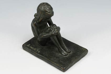 SMALL SEATED CHILD BRONZE BY BLANCA WILL