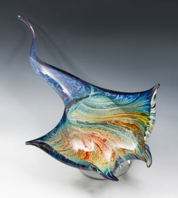 ITALIAN MURANO BLOWN CALCEDONIA GLASS MANTA RAY