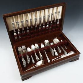 107 PC. ROYAL CREST CASTLE ROSE STERLING FLATWARE