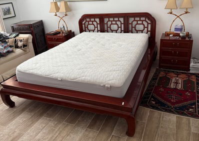 4PC. JAPANESE QUEEN SIZE LOW PLATFORM BED & CHESTS