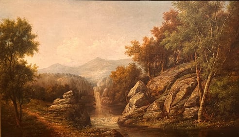 COUNTRY LANDSCAPE WITH WATERFALL PAINTING