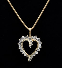 TIFFANY STYLE 18K DIAMOND HEART PENDANT/CHAIN