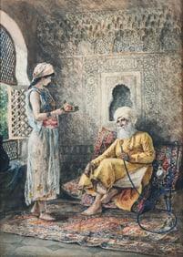 ORIENTALIST THEMED HAREM SCENE PAINTING