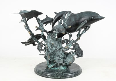 PATINATED SEA LIFE TABLE BRONZE