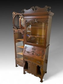 THE BEST CARVED VICTORIAN TIGER OAK SIDE BY SIDE