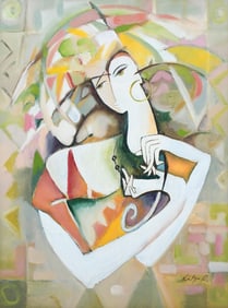NATALYA ROMANOVSKY OIL WOMAN W/ PARASOL