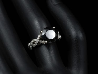 4.78 CT. BLACK DIAMOND SOLITAIRE RING