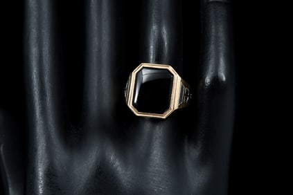 14K PLATINUM BLACK ONYX RING