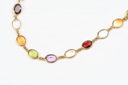 18K GOLD NECKLACE W/ GEMSTONES