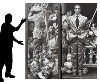 LIFESIZE JAMES MICHAELS DIPTYCH PAINTING