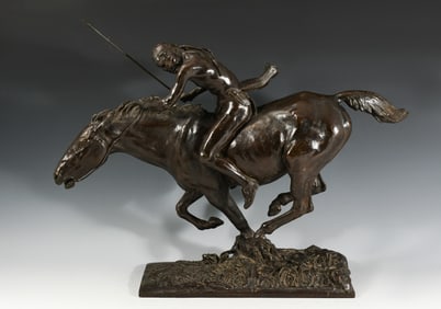 "PURSUED" PROCTOR INDIAN BRONZE