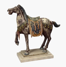 CARVED CHINESE TANG STYLE HORSE