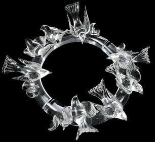 MURANO ELIO RAFFAELI GLASS BIRD MOTIF CENTERPIECE