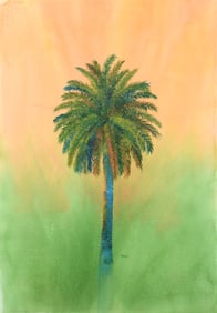 ORIGINAL BILL RENC PALM TREE WATERCOLOR PAINTING