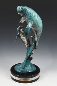 W. ARIBU POLYCHROMED MANATEES BRONZE