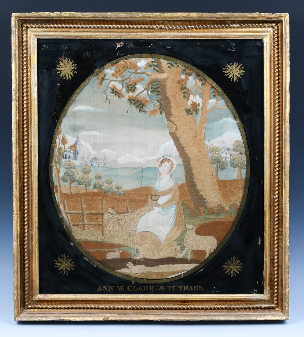 ANN CLARK FOLK ART SAMPLER PORTRAIT AT 17 YEARS (1 of 4)