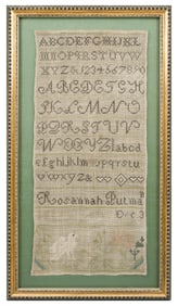 19TH-CENTURY ROSANNA PUTMAN FOLK ART SAMPLER