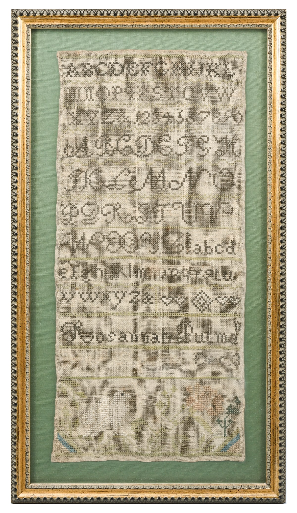 19TH-CENTURY ROSANNA PUTMAN FOLK ART SAMPLER (1 of 4)