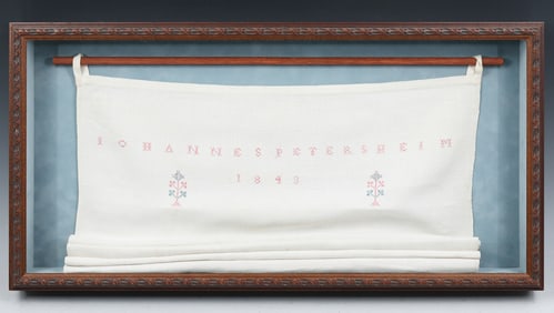 LANCASTER CO. 1843 SHOW TOWEL FOLK ART SAMPLER