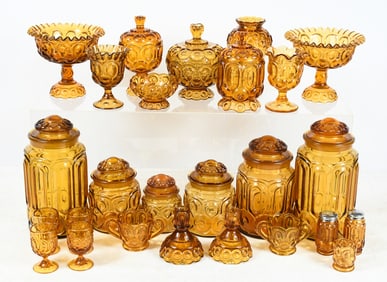 26 PC. L.E. SMITH AMBER MOON & STAR GLASSWARE