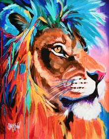 CHRISTIAN MASOT "THE MIGHTY LION" MIXED MEDIA